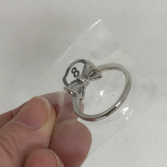 Multi Colored Inlaid Topaz Bow Designed Ring Size 8 - Picture 5 of 7